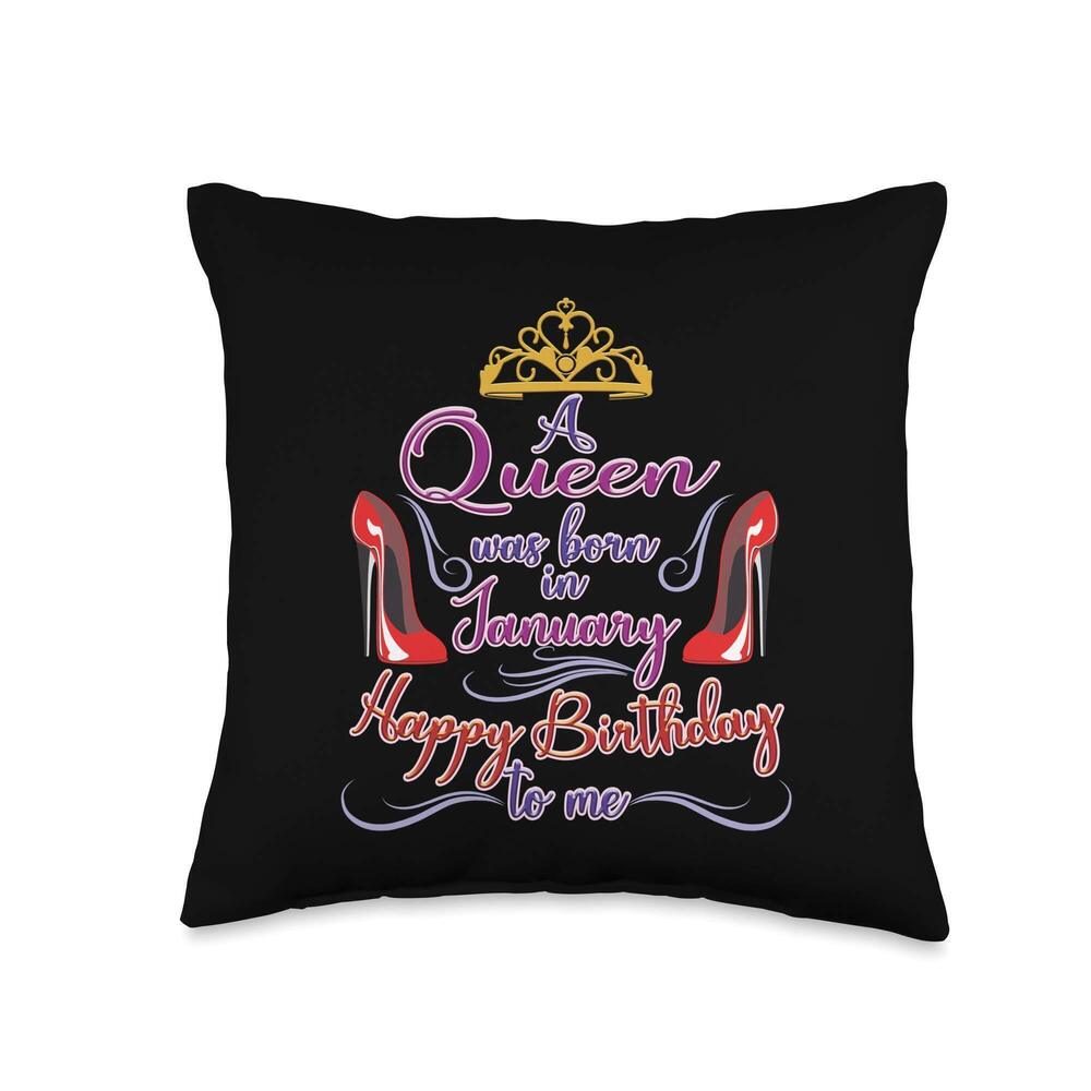 1003 January Birthday, , A Queen Was Born in January Throw Pillow